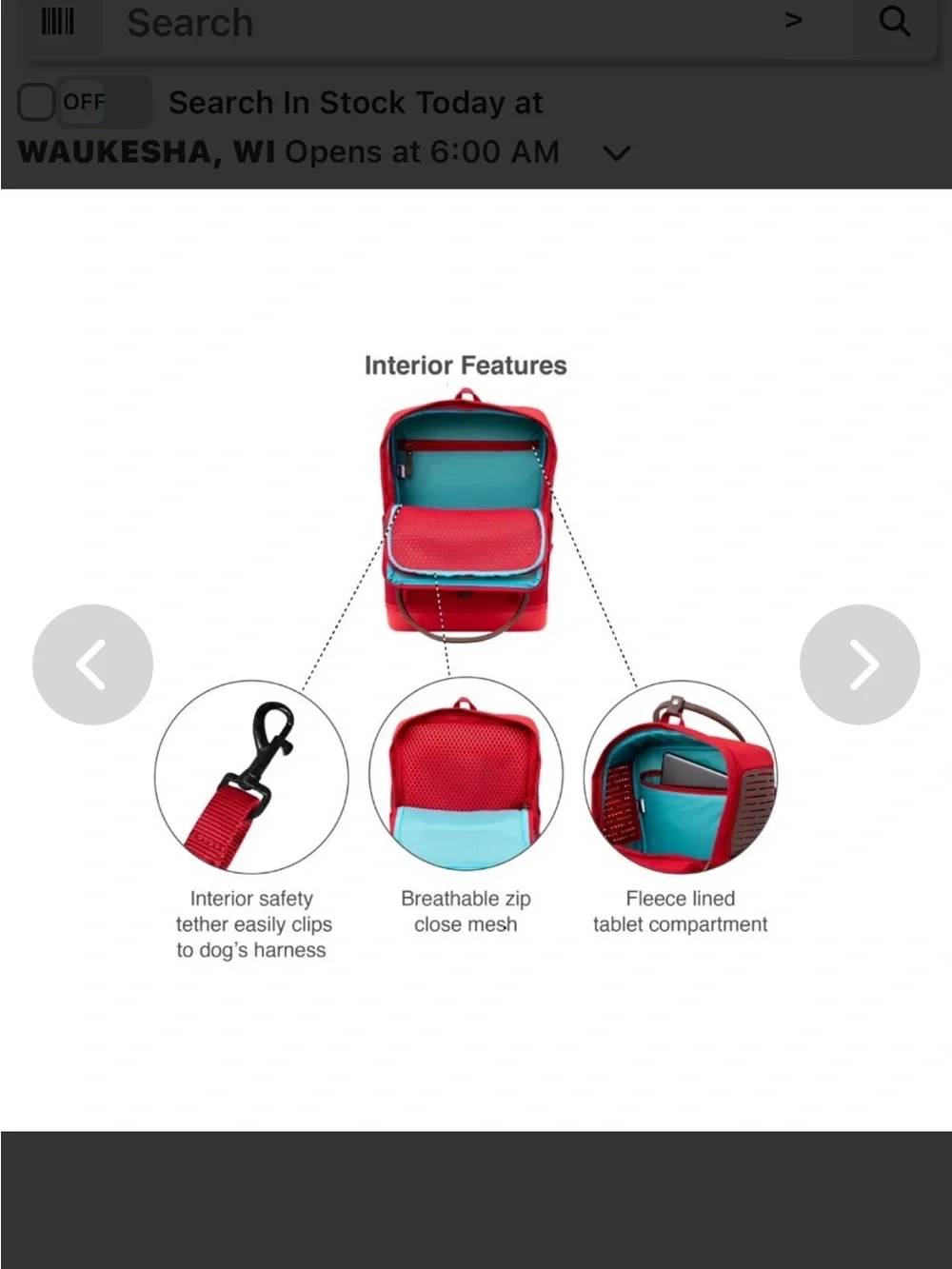 Kurgo Red Pet Carrier Backpack with Teal Interior